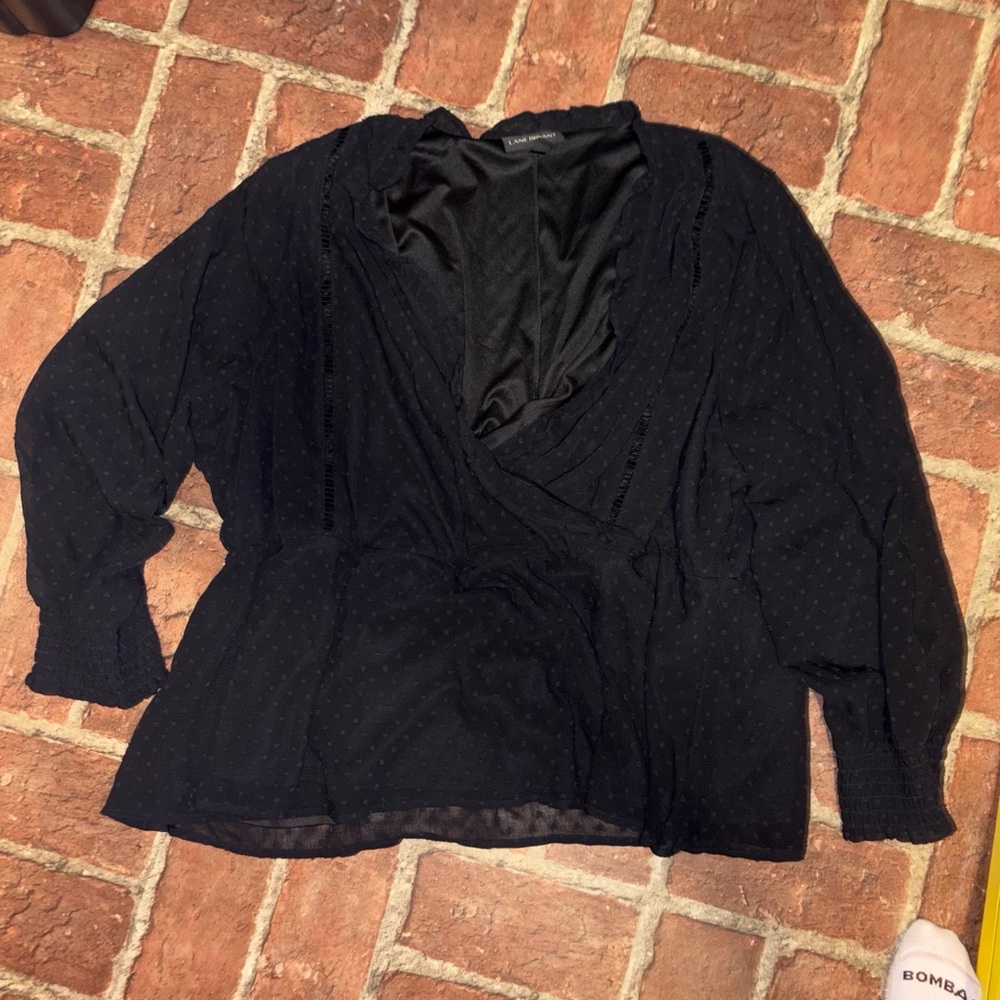 Lane Bryant Black Wrap Top
